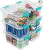 Storage Bins with Lids 6 Pack Clear Storage Containers, 7 Quart Stackable Plastic Containers with Secure Black Buckle Latch, Durable Storage Box Organizer for Pantry, Closet, Office & Classroom