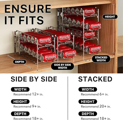 Simple Houseware Soda Can Organizer Stackable Rack Dispenser for Pantry/Refrigerator, Chrome, 4 Pack