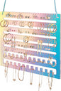 NiHome Iridescent Acrylic Hanging Earring Organizer, Wall Mount Jewelry Organizer Rack, Wall Earring Holder with 132 Earring Holes, 150 Slots, 23 Necklace Hooks for Stud Earring Bracelet Necklace Ring
