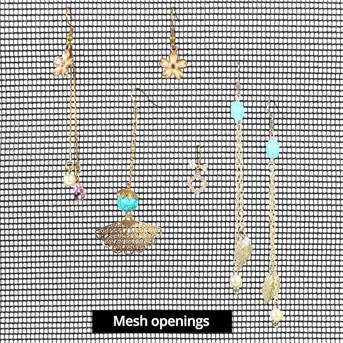 QWORK Earring Organizer Hanging Mesh, 2 Pack Wall Jewelry Organizer Necklaces Holder Rack for Earrings, Bracelets, Rings, Girls Hair Clips Hanger