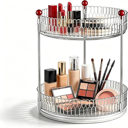 2Tier Transparent Rotating Skin Care Perfume Organizer Dresser Living Room Kitchen Storage Display Shelf