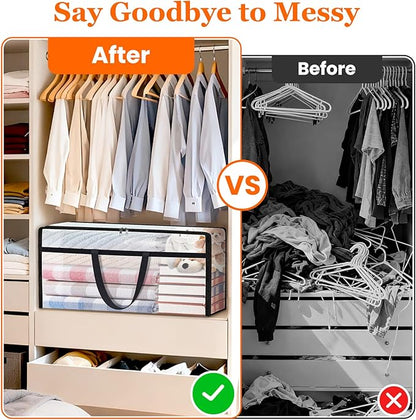 TasticTotes 4 Pack Long Clear Storage Bags for Comforter, Clothes & Bedding, Plastic Blanket Storage with Zipper and Handle, Moving Bags, Closet Organizer and Under-Bed Storage (90L, 39.4"*7.1"*19.7")