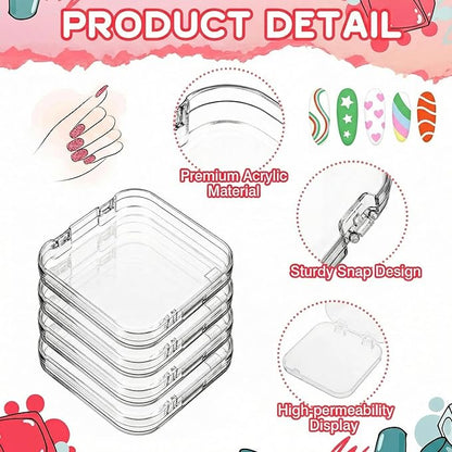 AceOrbit Press on Nail Boxes with 180 Pcs Adhesive Double Sided Tape Acrylic Press on Nail Packaging Cases Transparent Storage Case Organizer for Display Art Salon Supplies(Clear,48 Pcs)