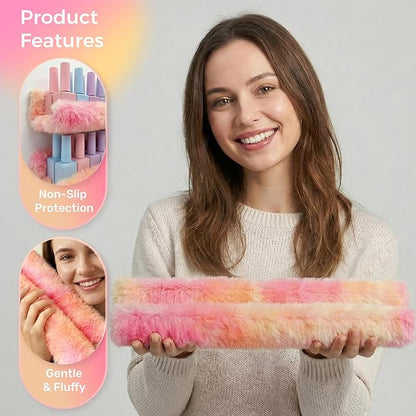 Fuzzy Orange Nail Polish Rack Wall Mounted Makeup Organizer, Soft Plush Decorative Floating Shelf for Lipstick, Skincare, Collectibles, Playful Room Decor for Girls, Vanity Storage for Bedroom Salon