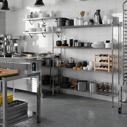 14" Deep x 60" Wide x 64" Height Wire Shelving Kit | 4-Tier | NSF Commercial Storage Rack Unit