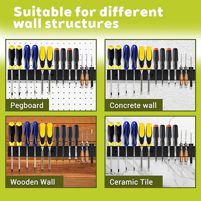2 Pcs Screwdriver Plier Organizer Wall Mount, Screwdriver Rack, Metal Plier Holder Utility Tool Holder Organizers and Storage Rack for Garage Workshop Workbench Tool Chest Cart