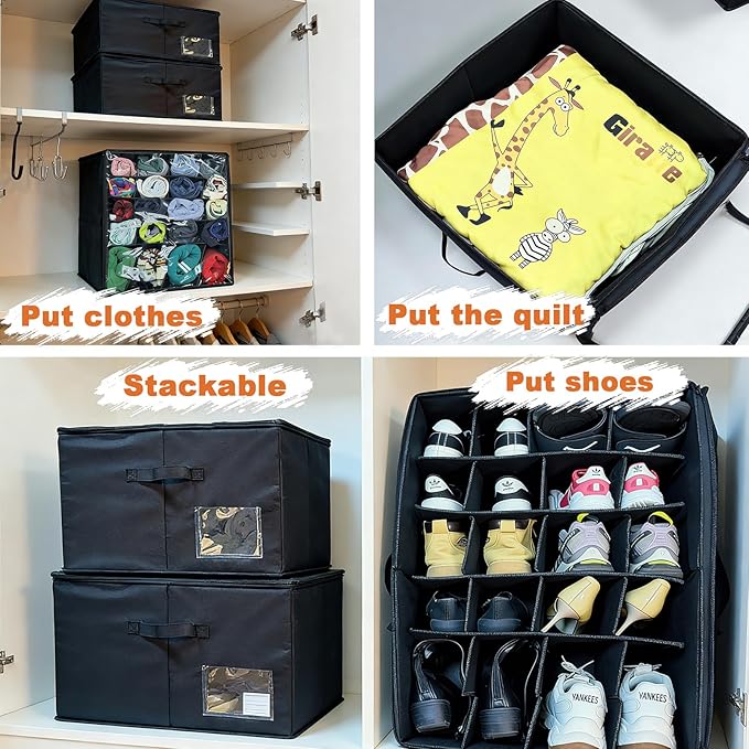 12-24 compartment adjustable shoe cabinet storage box with transparent dust cover, foldable and stackable, saving space, large capacity, ideal for bedrooms and dormitories.