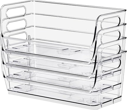 Sorbus Stackable Storage Bins Open Front, Clear Stackable Storage Bins, Pantry Bins for Storage and Organization, Acrylic Stackable Bins for Kitchen, Clear Pantry Organizer Bins (Small Wide 2 Pack)