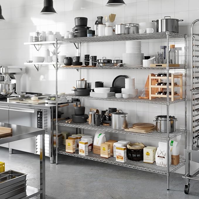 24" Deep x 72" Wide x 74" Height Wire Shelving Kit | 5-Tier | NSF Commercial Storage Rack Unit