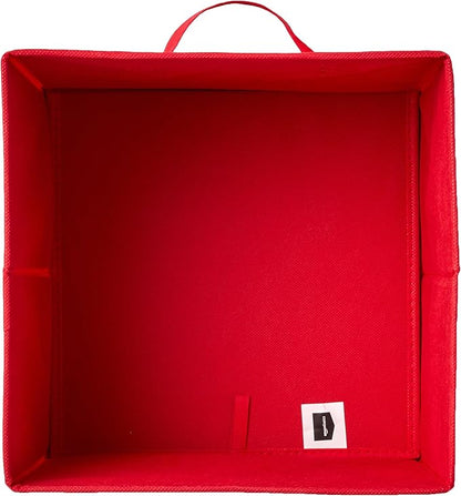 Amazon Basics Collapsible Fabric Storage Bins with Handles, Cube Organizer, Home Organization, 10.5"x10.5"x11", Red, 6-Pack