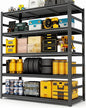 72H Garage Shelving,3300LBS Heavy Duty Garage Shelving,36W Industrial Shelving,Adjustable Storage Shelf Unit with Double Layer Posts for Garage,Warehouse,Basement,Commercial,Black 5 Tier
