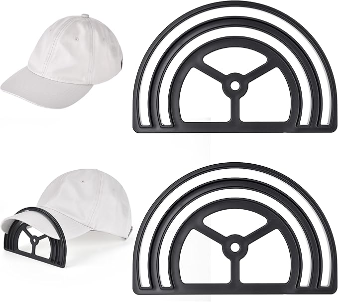 Hat Brim Bender 2-Pack – Dual Slot Hat Curving Tool for Baseball Caps, Fitted Hats & Visors, Perfect Curve, Steaming Optional, Easy to Use, Black