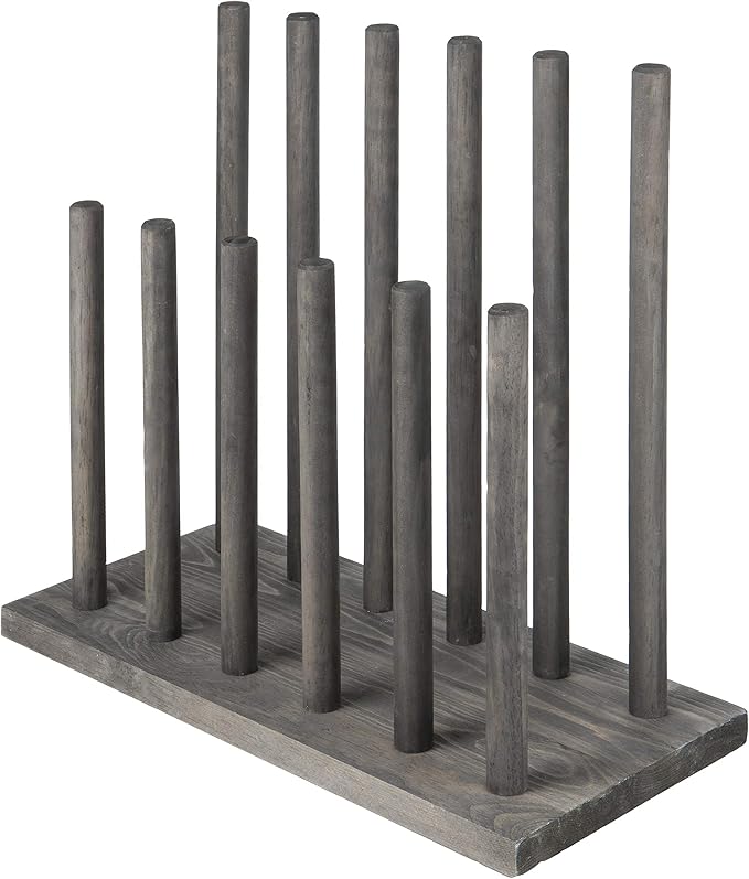 MyGift Vintage Gray Wood Entryway Boot Rack Organizer Tall Boots Inverter Holder - Holds up to 6 Pairs