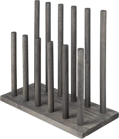 MyGift Vintage Gray Wood Entryway Boot Rack Organizer Tall Boots Inverter Holder - Holds up to 6 Pairs