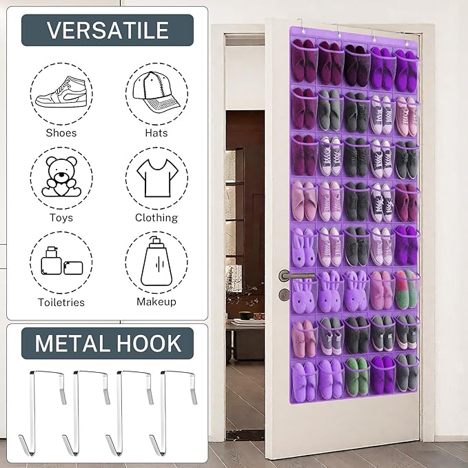 40-Pocket Over the Door Shoe Organizer - Large Mesh Pocket Hanging Shoe Organizer,Behind the Door Shoes Storage Holder Hanger