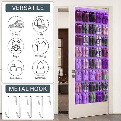 40-Pocket Over the Door Shoe Organizer - Large Mesh Pocket Hanging Shoe Organizer,Behind the Door Shoes Storage Holder Hanger