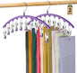 Legging Organizer for Closet, Metal Yoga Pants Hanger w/Rubber Coated 2 Pack w/10 Clips Hold 20 Leggings, Hangers Space Saving Hanging Hangers for Closet Organizers and Storage-Purple