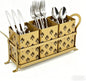Silverware Caddy with Bee Design, 3 Compartment Metal Utensil Holder with Handles,Silverware Holder for Party Countertop, Kitchen, Outdoor, Cutlery Holder Organizer for Spoon Fork,Gold