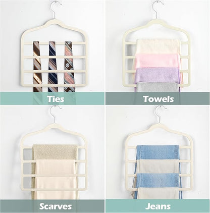 Velvet Pants Clothes Hanger Space Saving Non Slip Pants Shorts Hanger, Myfolrena Jeans Slack Trousers Hangers Multiple Velvet Hanger Closet Organizer Storage for Leggings,Jeans,Scarf,Tie (3, Beige)