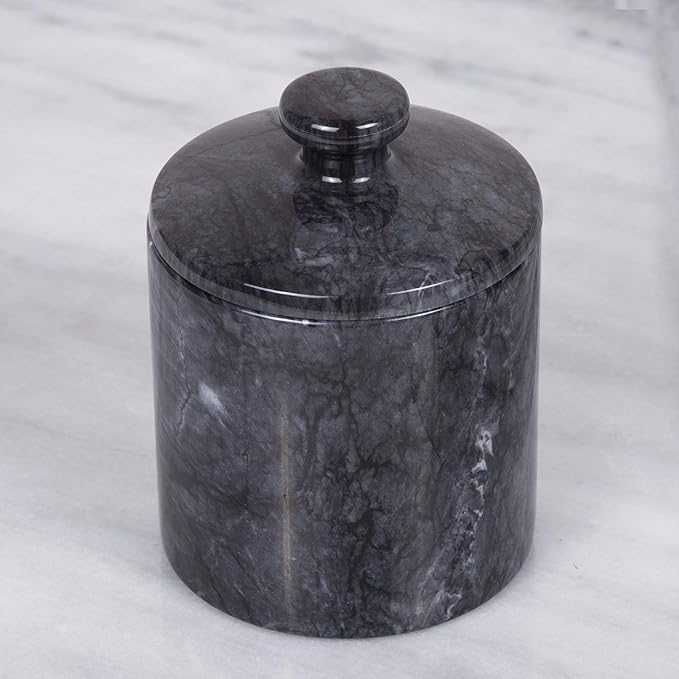 Creative Home 32446 Black Marble SPA Collection Cotton Ball Holder (Pack of 2)