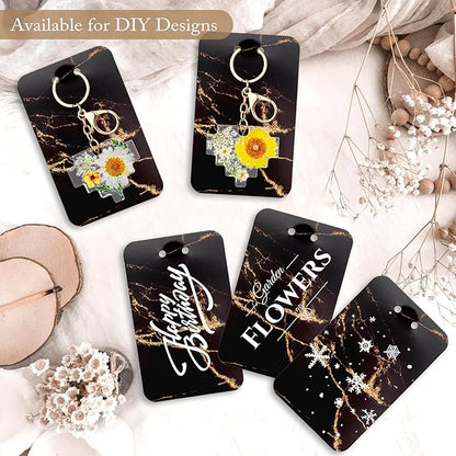 ZYNERY 100 PCS Display Cards With Self-Sealing Bags, 3 x 4.7 Inch Stand Card, Packaging Supplies for Displaying Keychains and Jewelry (Marble Black)