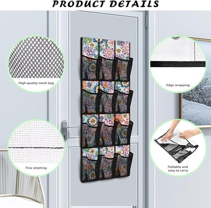 12 Large Mesh Pockets Over the Door Shoe Organizer Mandala Hanging Shoe Rack for Closet Breathable Shoe Hanger for Bedroom Bathroom