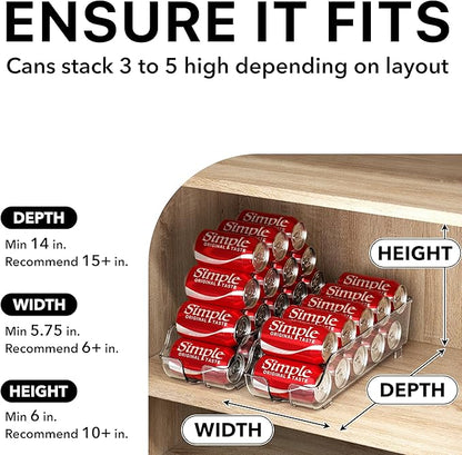 Simple Houseware Soda Can Organizer and Dispenser for Refrigerator / Pantry, Clear, Set of 4