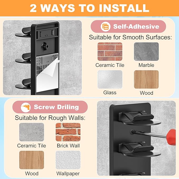 Vocanoe Hat Organizer for Baseball Caps, 2 Pack Hat Rack for Wall Strong Adhesive, Multilayer Hat Storage Holder, Wall Mounted Cap Racks for Closet Door and Bedroom