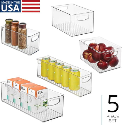 iDesign Stackable Pantry Bins with Handles, 4 Different Sizes, 5 Pack, Clear, Made in USA