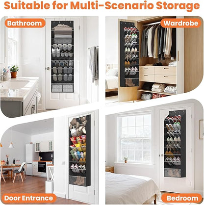 ZATOCL 8-Tier Over The Door Organizer, Space Saving Hanging Shoes Organizer and Storage Unit, Organizer for Closet, Bedroom, Entryway, Black