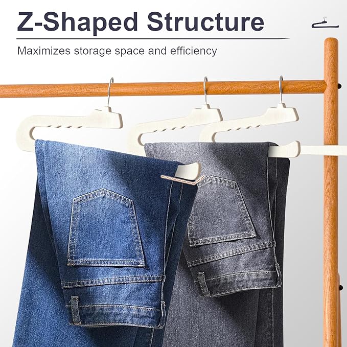 Velvet Pants Hangers - 8 Pack White Non Slip Open Ended Hanger with 360 Swivel Hook - Closet Space Saving Hanger for Heavy Pants, Jeans, Trousers, Scarf