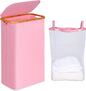 iEGrow 75L Slim Laundry Hamper, Narrow Laundry Basket with Lid,Foldable Clothes Hamper with Bamboo Handles,Hamper Basket with Removable Inner Bag for Laundry Room Bedroom College Dorm,19.8 Gals Pink