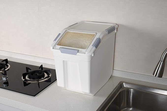 EonTone [2-Pack] 30 lbs Flour Storage Container, 25L Airtight Food Bin with Wheels BPA-Free