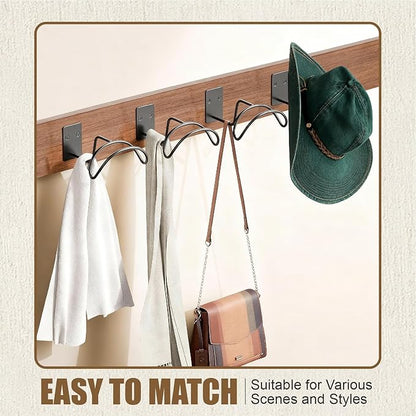 Cowboy Hat Holder, 4 Pack Cowboy Hat Rack for Wall, Metal Hat Hanger for Wall, Cowboy Hat Holder for Fedora, Sun Hats, Wide Brim, Hat Organizer Hooks Storage for Home, Black