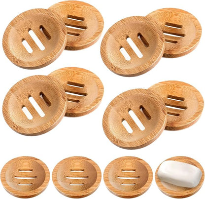 12 Pcs Bamboo Soap Dishes Wooden Soap Tray Soap Holder, Round Soap Dish for Bathroom, Shampoo Bar Holder for Shower Wood Soap Tray for Home Bathroom