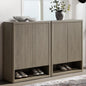 SICOTAS Shoe Cabinet 44 inch Tall Fluted Shoe Cabinet with Doors & 4 Shelves Wooden Large Hidden Shoe Storage Organizer Modern Free Standing 6-Tier Cabinet for Entryway Living Room Closet