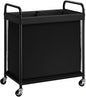 ELYKEN Laundry Hamper 2 Section, 100L Rolling Laundry Sorter with Removable Liner Bag, Laundry Basket with Wheels, Steel Frame with Metal Handle, Clothes Hamper Cart for Laundry Room & Bedroom