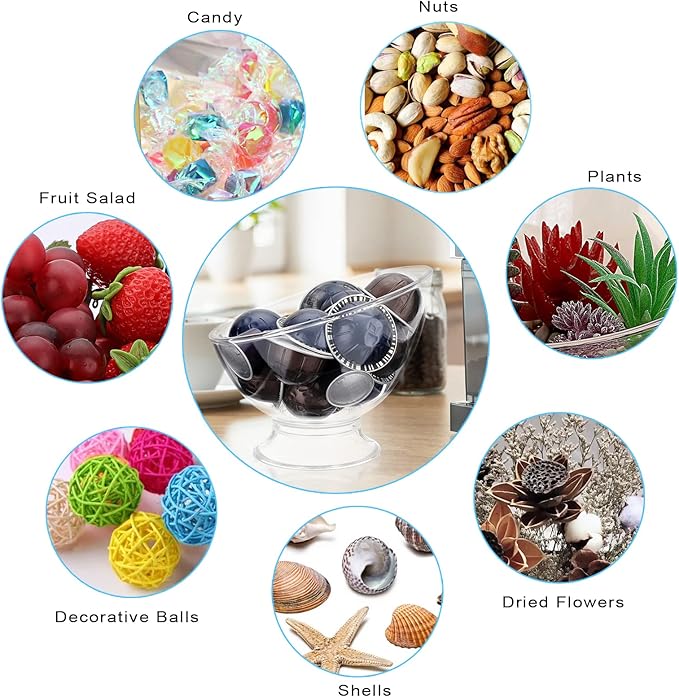 ELLDOO Coffee Pod Holder, Plastic Coffee Capsule Storage for K Cup Nespresso Vertuo Keurig, Creamer Organizer Candy Dish Fruit Jar Container Salad Bowl for Countertop, Kitchen, Breakroom