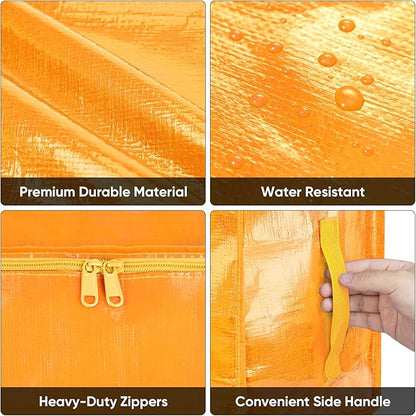BALEINE 8-Pack Oversized Moving Bags with Reinforced Handles, Heavy-Duty Storage Tote for Clothes, Moving Supplies (Light Yellow, 8-Pack)