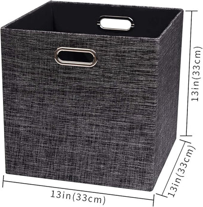 Posprica Fabric Storage Cubes,13×13×13 cube storage bins, Foldable Drawers Baskets Containers for Shelf Cabinet Bookcase,Thick and Heavy Duty (4pcs, Black)