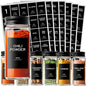 201 Spice Jar Labels - Black Preprinted Minimalist Waterproof Stickers for Kitchen Jars, Herb & Seasoning Labels for Pantry Organization