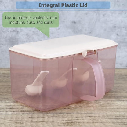 EIKS Seasoning Box with Lid & Spoons for Serving & Storing Salt Sugar Spice Pepper Condiment in Home Kitchen Coffee Restaurant (Pink)
