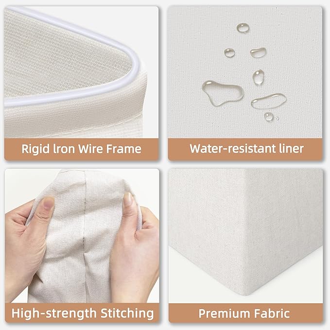 STORAGE MANIAC 2-Pack Large Laundry Hamper, 100L (26.4 Gal) Collapsible Laundry Basket with Bamboo Handles, Freestanding Waterproof Clothes Hamper for Laundry Room, Bedroom, Dorm, Towels, Toys, White