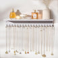 Necklace Holder Wall Hanging Organizer: Wall Mounted Jewelry Shelf with 56 Hooks and Tray, Display Hanger for Kids, Girls and Women, White & Metal