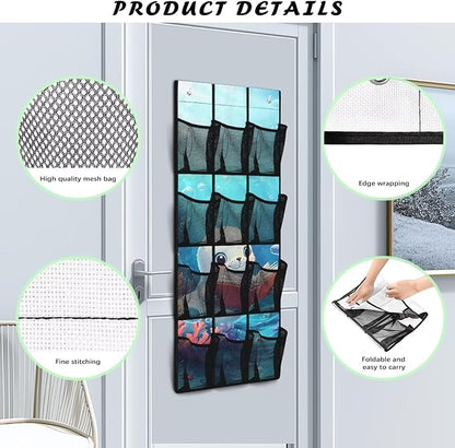 Sea Lion 12 Pockets Door Shoe Organizer Hanging Storage Bag Space Saving Nursery Door Organizer for Baby Supplies 4 Shelf Over the Door Shoe Rack for Apartments Dorms Bathrooms