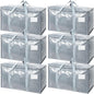 TICONN 6 Pack Extra Large Moving Bags Heavy Duty with Zippers & Carrying Handles, Durable Storage Bags Moving Boxes for Closet Organizers and Storage (6 Pack, Light Grey)