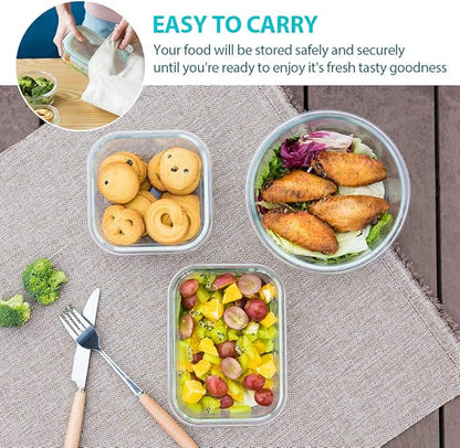 Bayco Glass Food Storage Containers with Lids, [24 Piece] Meal Prep Containers, Airtight Bento Boxes, Leak Proof (12 lids & 12 Containers) - Purple