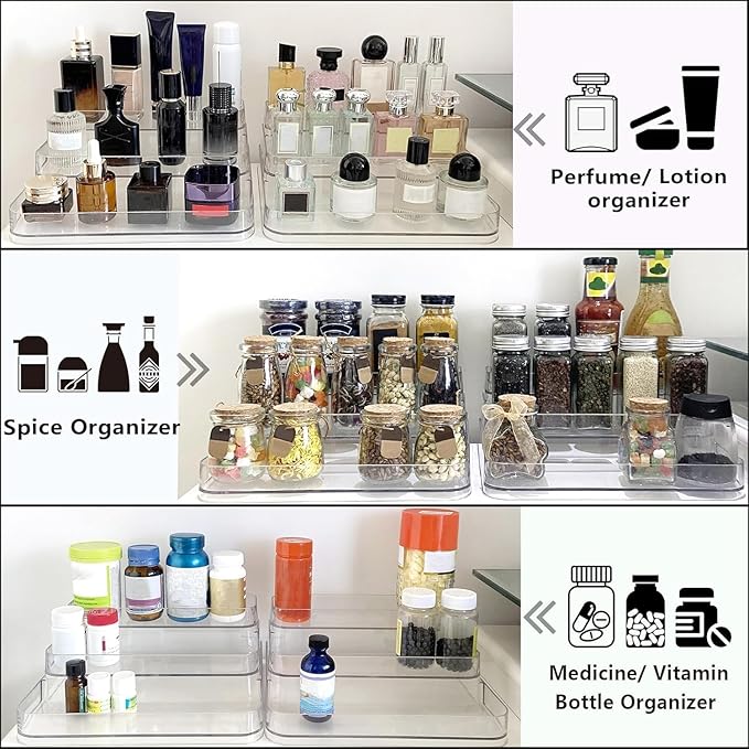 3 Tier Bathroom Counter Organizer,No Installation Cosmetics Skincare Shelf, Makeup Organizer Perfume for Dresser Vanity Tray, Perfume Stand Organizer for Bedroom,Bathroom,Office
