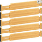 Lifewit 2.36" High 5 Pack Bamboo Drawer Dividers, 14.2-22" Expandable Kitchen Drawer Dividers, Adjustable Drawer Dividers for Clothes, Drawer Separators for Dresser, Kitchen, Bedroom, Bathroom