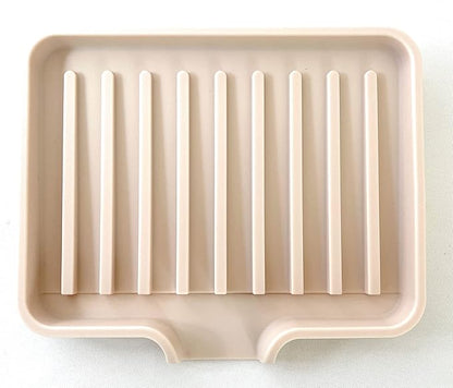 Silicone Soap Dish Tray and Sponge Holder with Drain Chute, Rectangular, Kitchen and Bathroom Sink Organizer (Sand Dollar, 5.2"x4" (Set of 2), 7.2 Ounces)